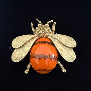 Vintage Gold and Orange Bee Brooch like 1940 “Jelly Belly “